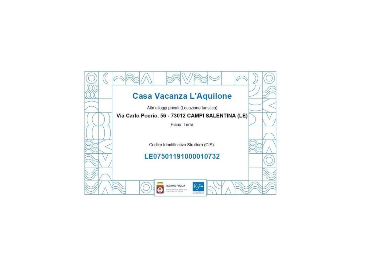 Casa Vacanza L'Aquilone Campi Salentina Εξωτερικό φωτογραφία